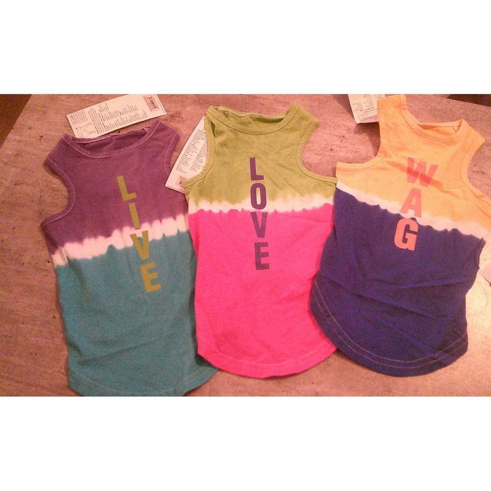 Lot of 3 Zack & Zoey Doggy Tie Dye Tank Top -LIVE LOVE WAG Size Sm/Med-14 inches